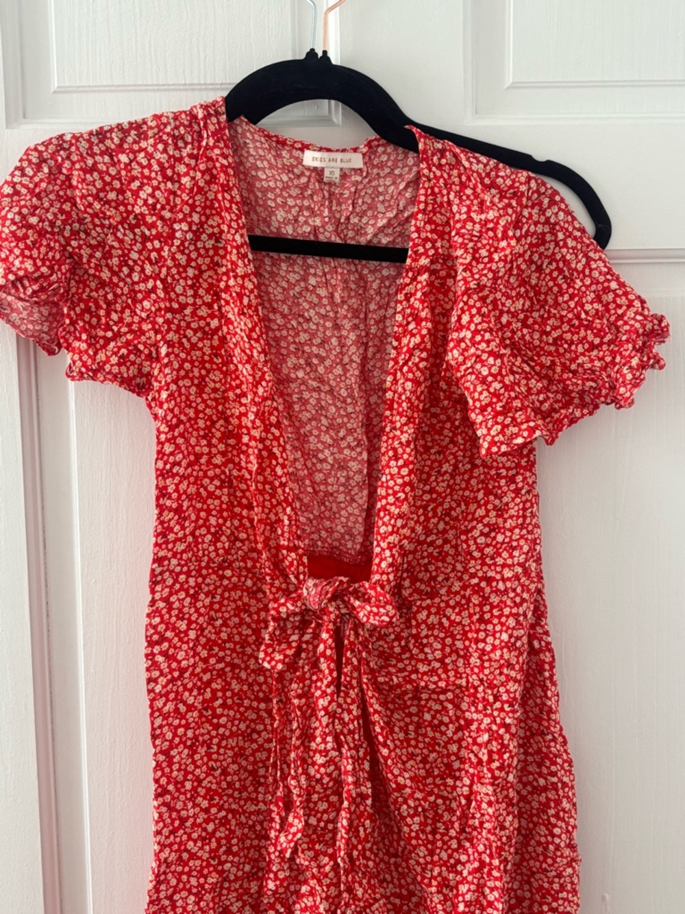 Skies Are Blue Red Floral Wrap Maxi Dress - Picture 3 of 3